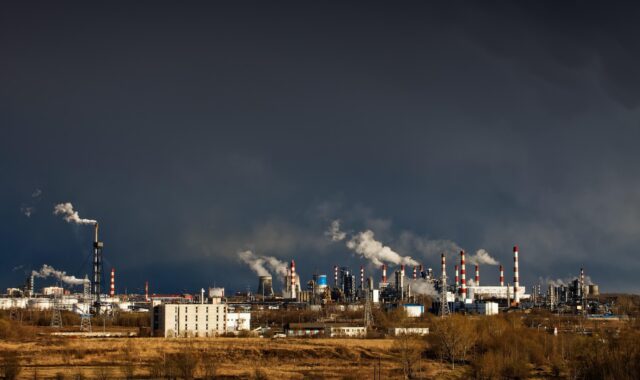 sky, nature, landscape, factory, ecology, pipe, production, field, mood, contrast