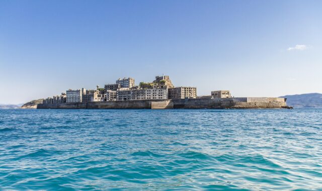 island, mining facility, sea, gunkanjima, hashima island, nature, abandoned, ruin, industrial, buildings, ocean, water, old, unesco, heritage, coal mine, battleship island, hashima, kyushu, nagasaki, japan
