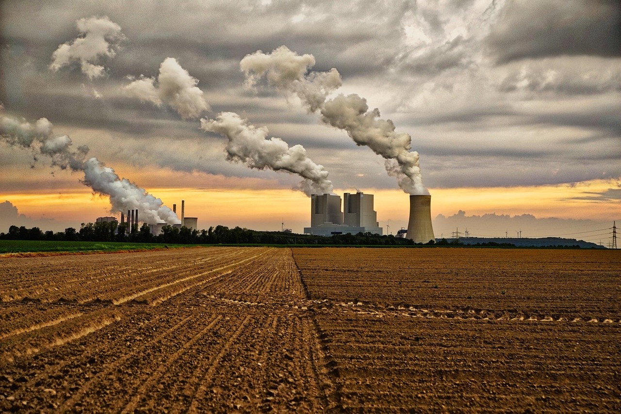 power plant, clouds, heaven, industry, chimney, electricity, factory, environment, steam, cooling towers, technology, nature, power generation, coal-fired power station, landscape, fields, cooling tower, energy generation, sunset, brown coal, grevenbroich