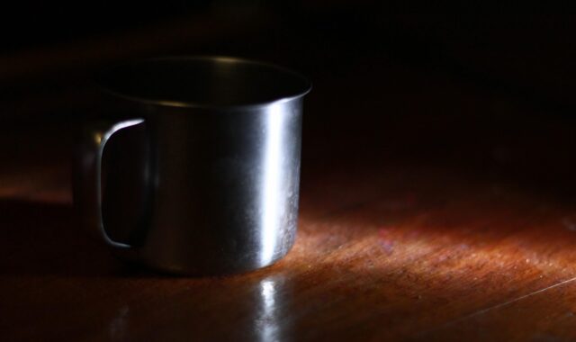 stainless steel, mug, glass, light, cup, object, dark