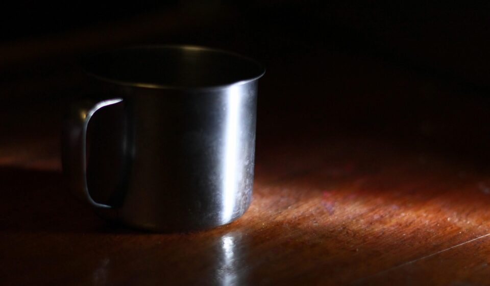 stainless steel, mug, glass, light, cup, object, dark