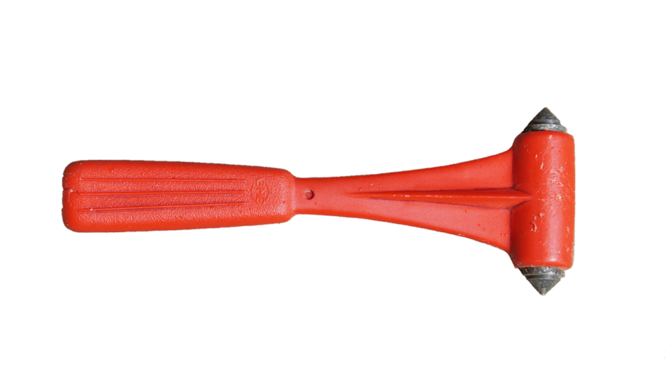 rescue hammer, emergency hammer, hammer, hit, break the glass, save, accident, rescue, cropping, cutting out, cut out, isolated
